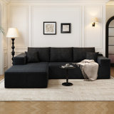 107.5"Cloud Modular Sectional Sofa Couch with L-Shape Chaise,Modern Minimalist Upholstered Couches for Living Room Bedroom,Deep Seat Corner Couch,No Assembly Required