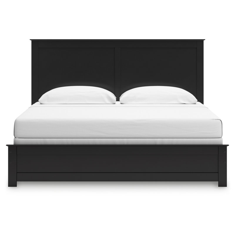 Très grand lit à panneau Maribel, Noir, Très grand lit