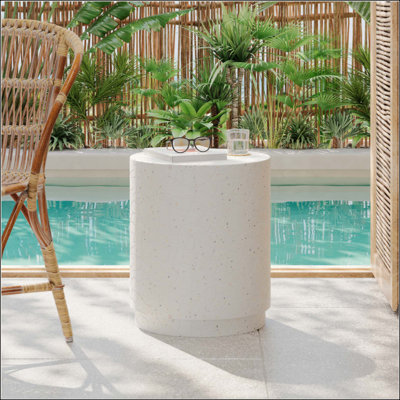Table de bout d'extérieur en béton extérieur, table d'appoint de salon Terrazzo