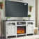 Rymann Farmhouse Fireplace TV Stand with Timer, Wood TV Console for TVs up to 78" with 23" Electric Fireplace Included