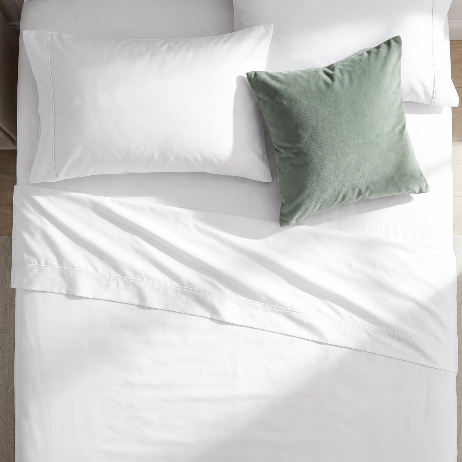 Mellark Cotton Sheet Set, White, King Sheet Set with 2 Pillowcases