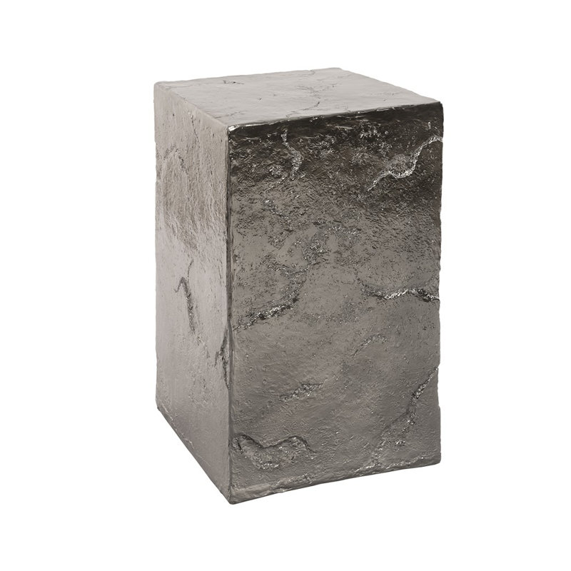 Outdoor Pedestal Sculpture, 39" H x 13" W x 13" D, Liquid Silver
