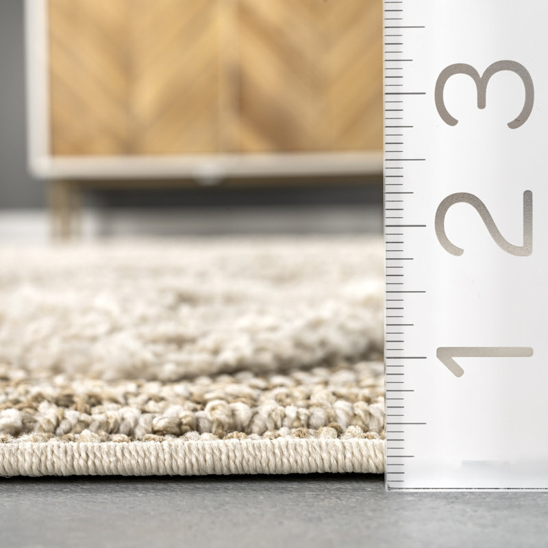 Wegner Southwestern Beige Area Rug, Rectangle 6'7" x 9'
