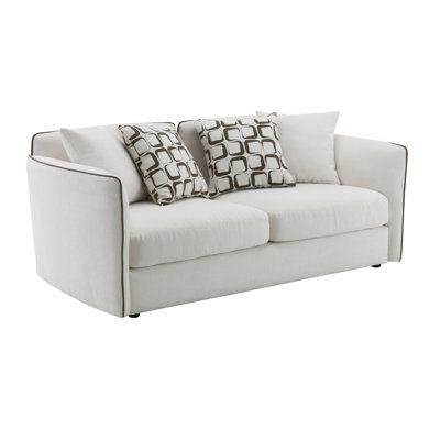 Yolanda Beige Chenille Loveseat W/4 Pillows
