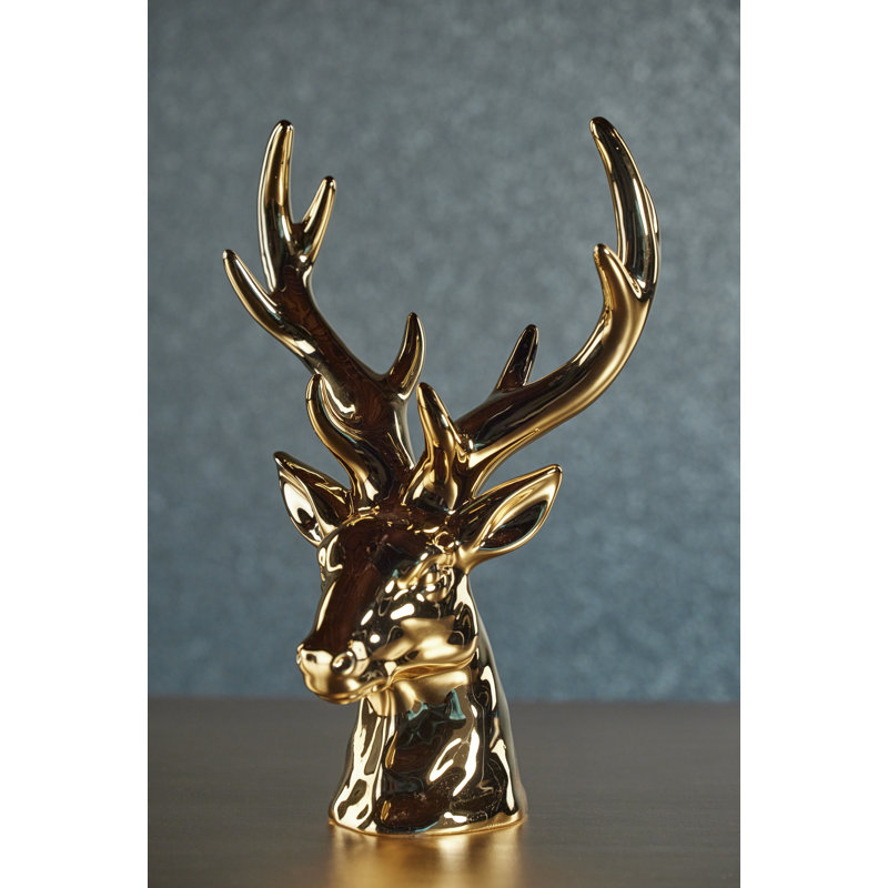 Statue tête de cerf en céramique 15,5 "Rocky Mountain, Or