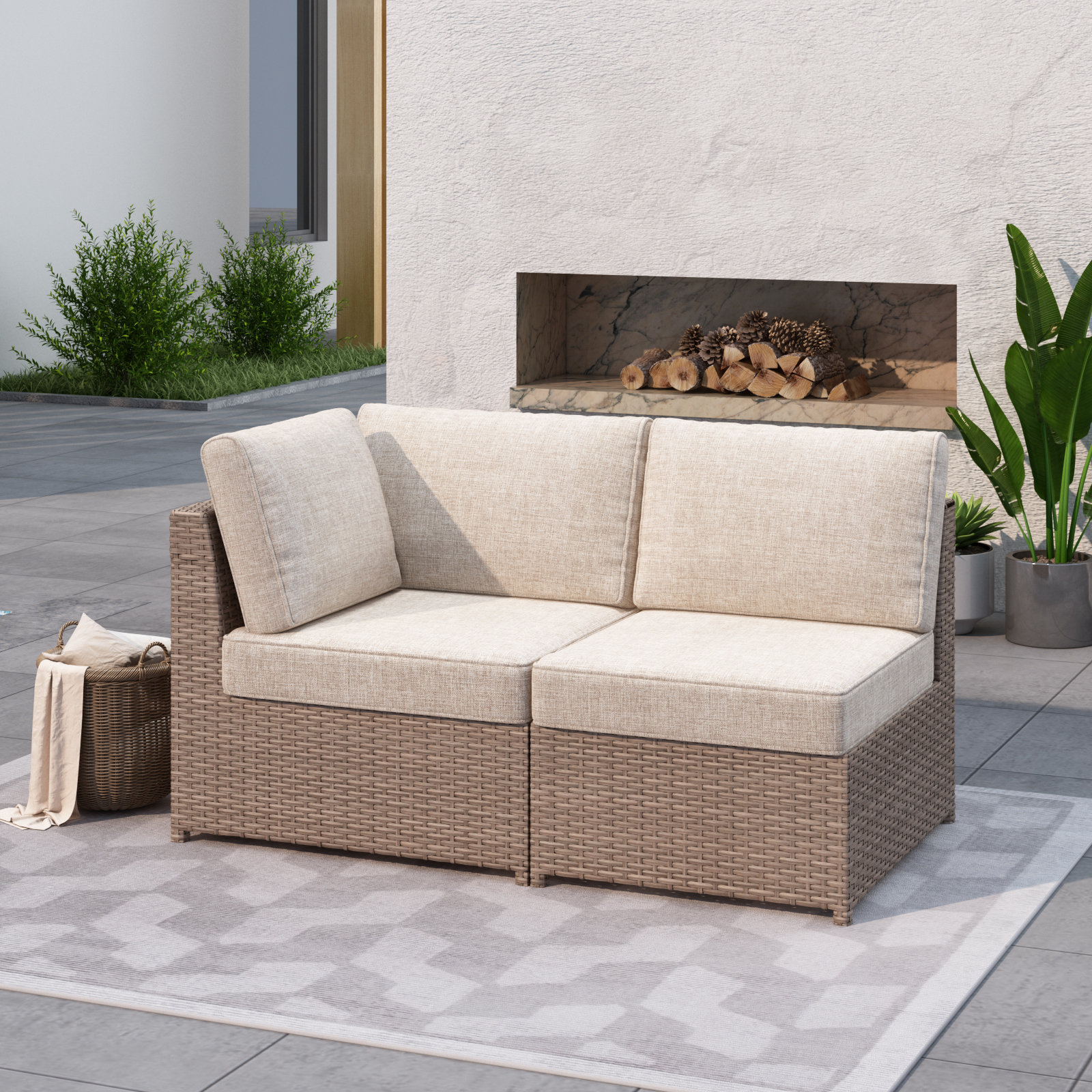 Latitude Run® Amberson Fully Assembled 56'' Wide Outdoor Wicker Patio