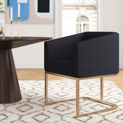 Chaise avec accoudoirs rembourrée noire Echo