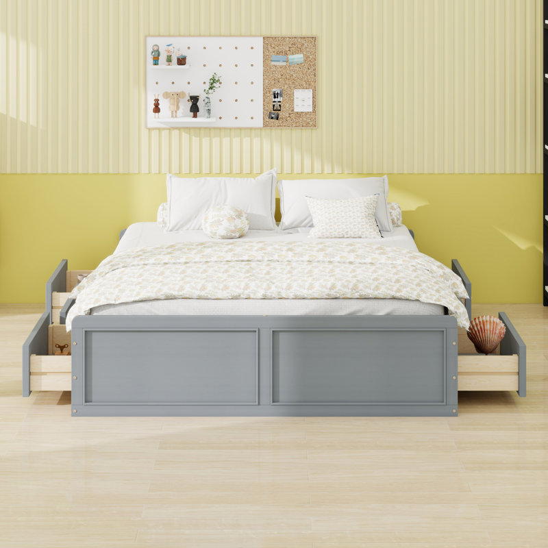 Structure de lit plateforme en bois avec 6 tiroirs