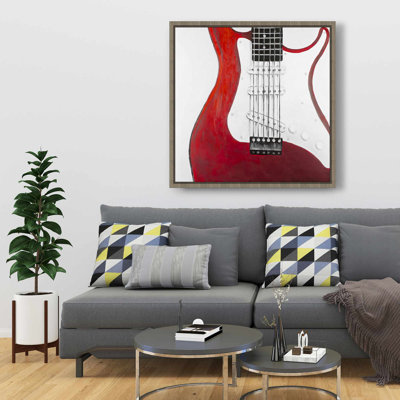 Guitare électrique rouge - décoration de salon en toile musicale