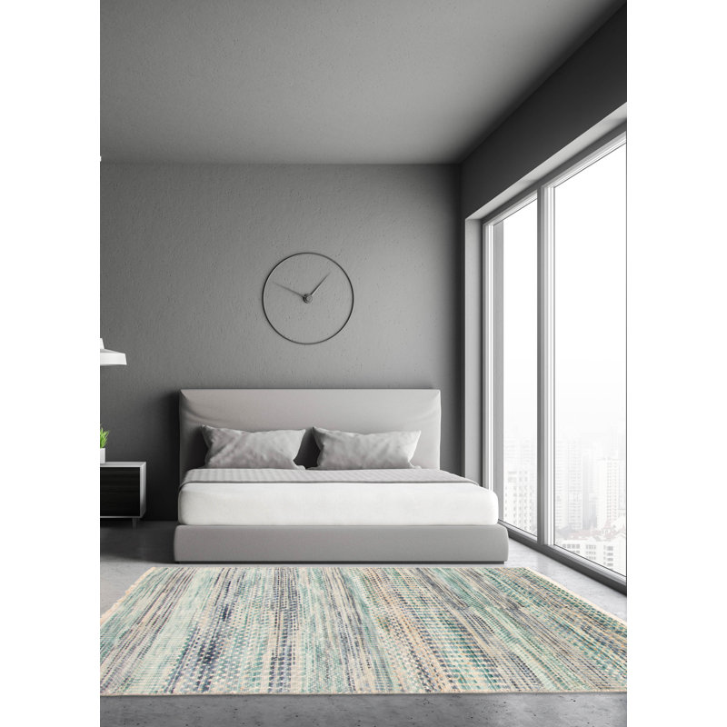 Tapis vert ombre en soie One Of A Kind 3 pi 11 po x 6 pi 0 po
