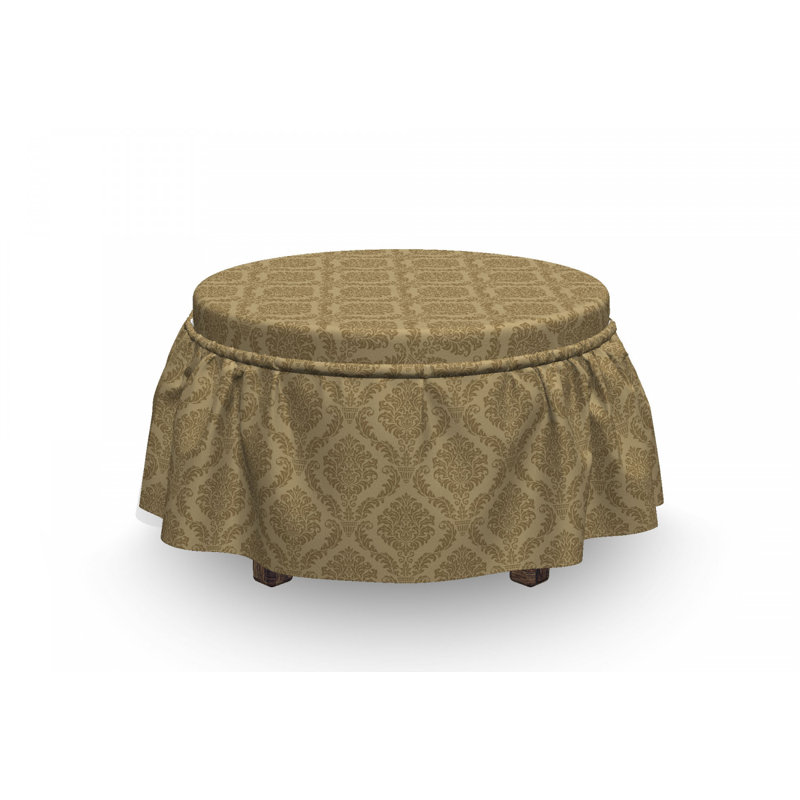 Ensemble de housse pour repose-pieds à coussins carrés 2 pièces damassé eastern
