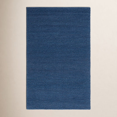 Elle Handwoven Wool/Cotton Area Rug in Navy / Blue