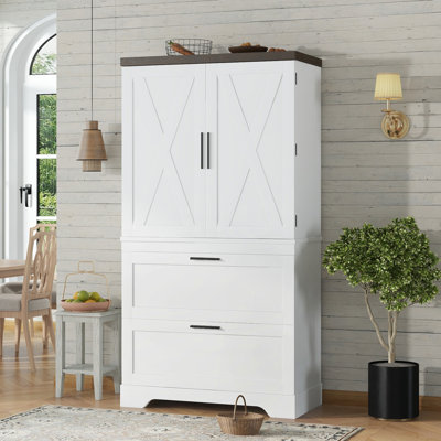 Modern Farmhouse Style Wooden Cabinet With Sturdy Frame With Inside Door Storage Divider With Drawers For Living Room, Entryway, Bedroom, Hallway, Off by August Grove