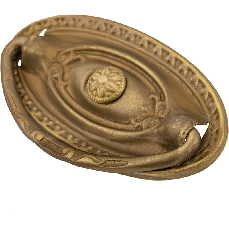 Colonial Revival Large Drawer Pull, Antique Brass