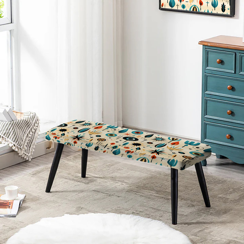 Motif Nomadic Treasures - banc géométrique rembourré noir