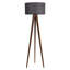 Lampe sur pied industrielle scandinave, structure en bois, hauteur 60,2 po, abat-jour 17,7 po de diamètre | Douille E27, 40 W maximum, interrupteur marche / arrêt, câble de 9,8 pi | Design élégant brun et gris pour la maison et le bureau-1056455345-1056455346