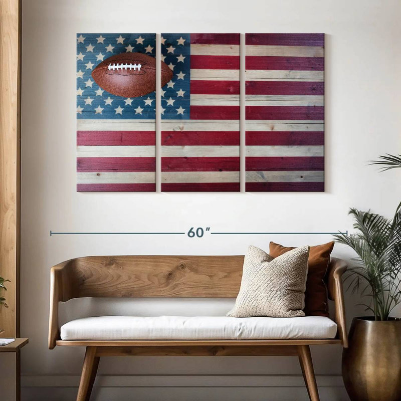 Borges American Flag And Football, 32" H x 50" W