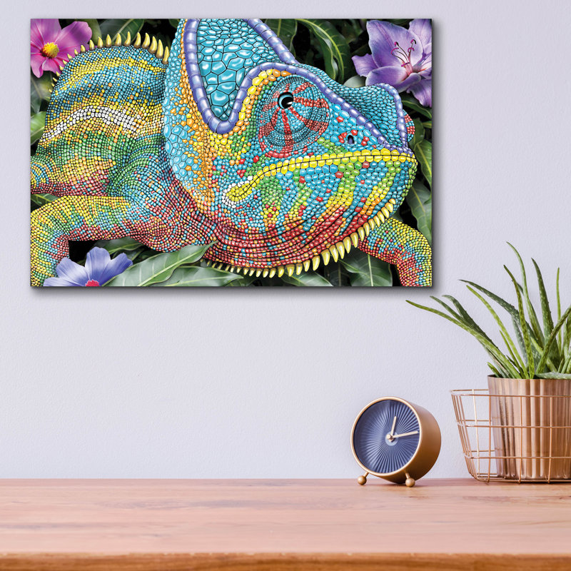 «Chameleon 2» par Tim Jeffs, art mural acrylique, 16 po x 12 po