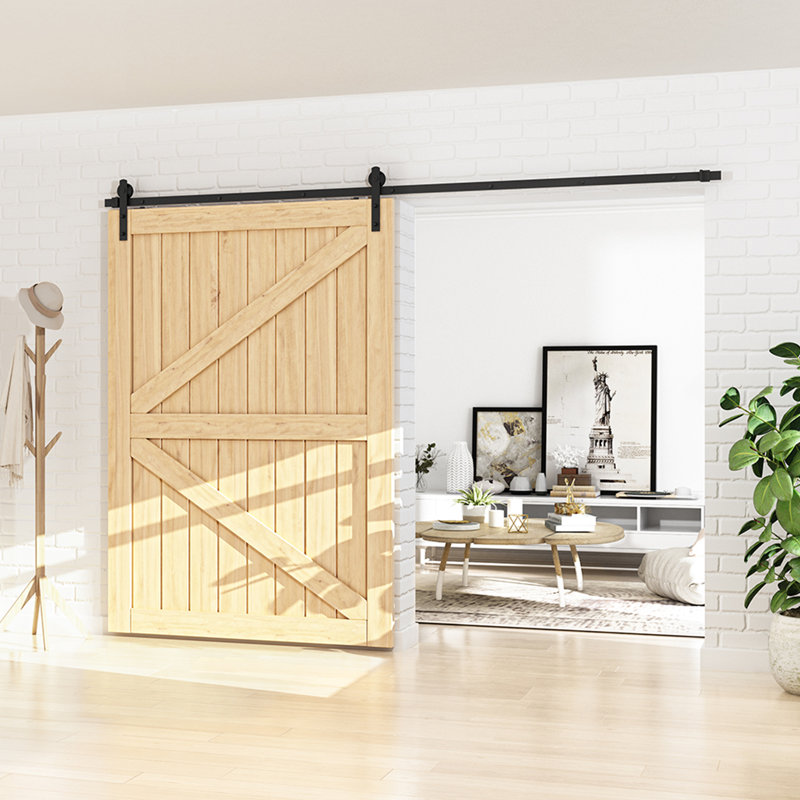 Black Steel Barn Door Hardware Kit Standard Single, 120 in.