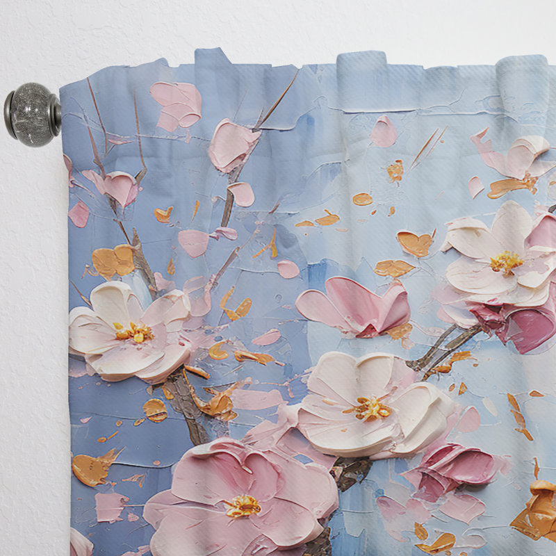 Asian Art Sakura Serenity I - Global Curtain - Velvet Room Darkening - 1 Panel, 52" W x 90" L