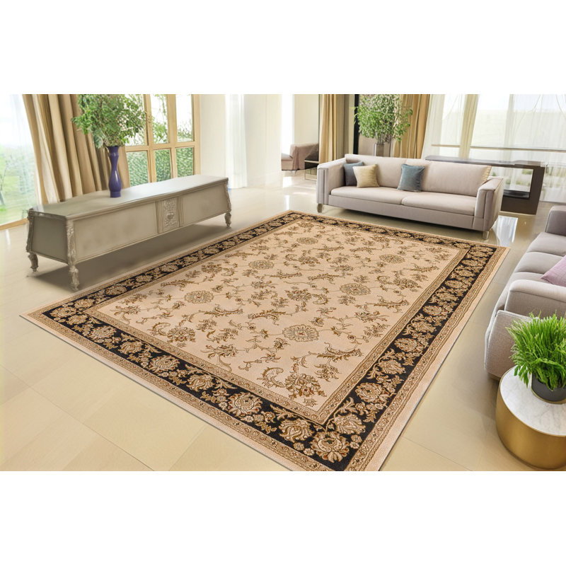 Tapis ivoire/noir Atterbury, Rectangle 6 pi 7 po x 9 pi 6 po