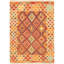 Tapis décoratif en laine de conception unique 4 pi 2 po x 5 pi 10 po noué à la main New Age Ivoire/rouge