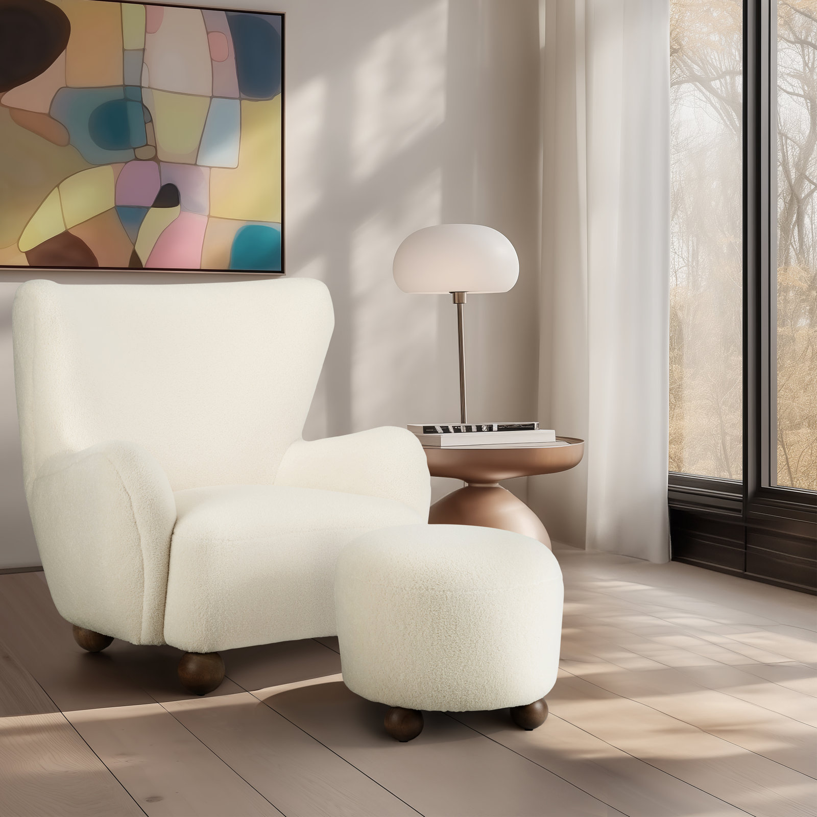 Canyon 20" Linen Upholstered Ottoman