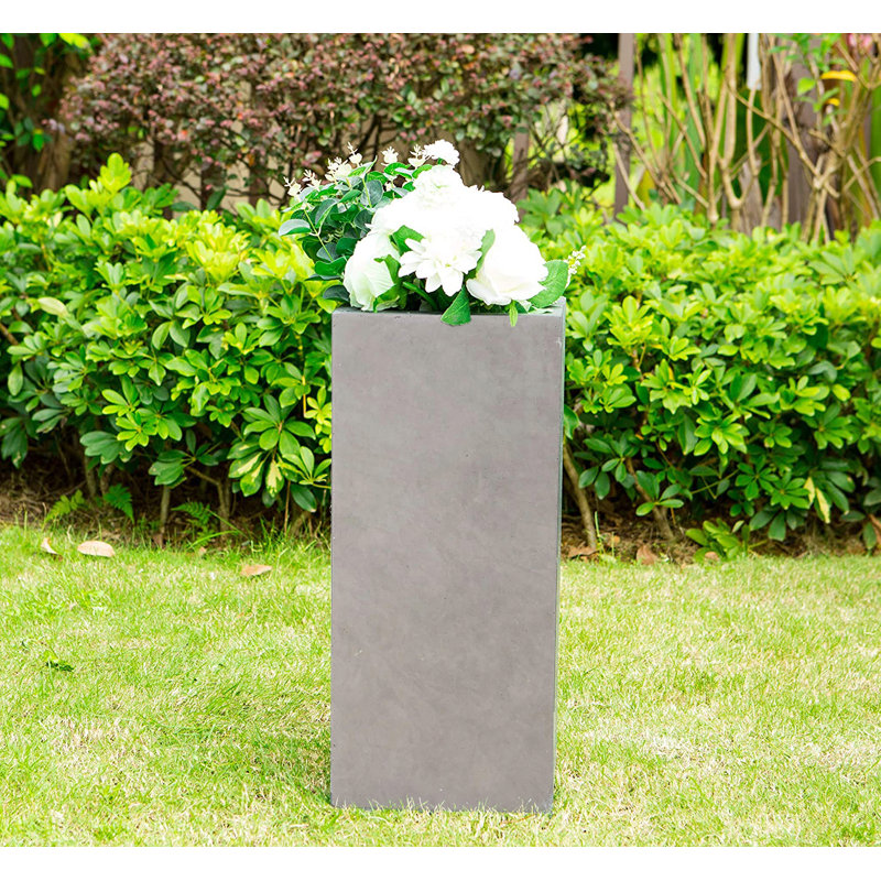Planter, 20" H x 9" W x 9" D, Natural Concrete
