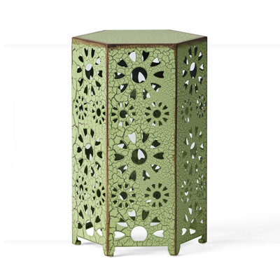 Galore 14" Side Table With Sunburst Cut Out Design