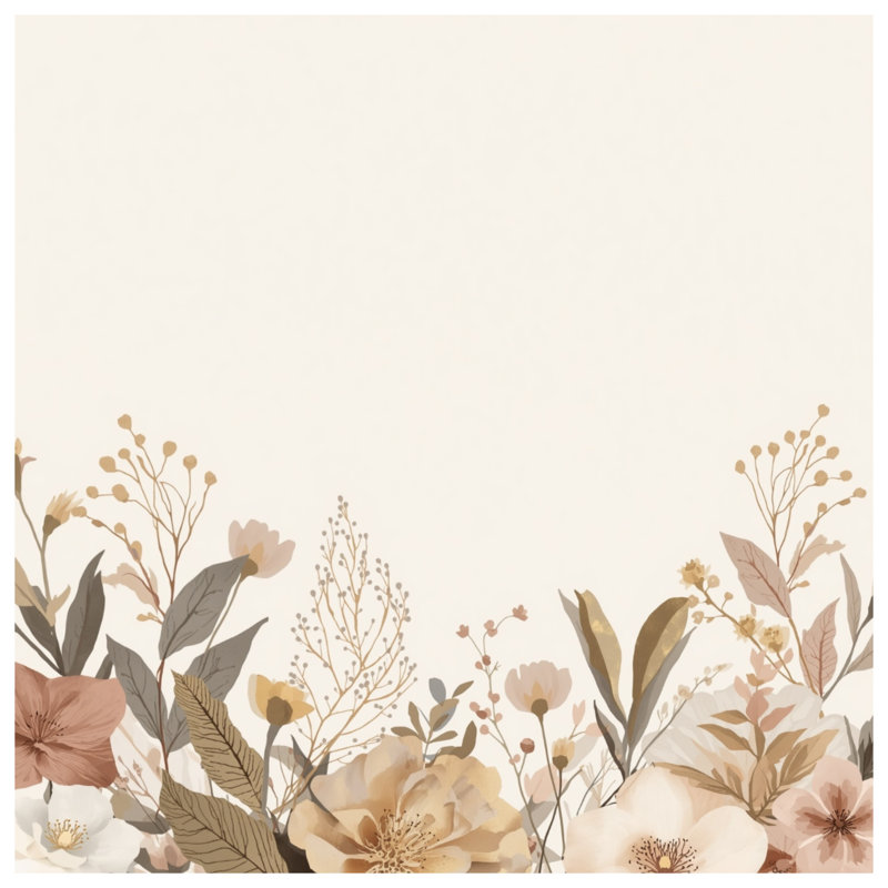 Couvertures beige à motif floral, L 50 po x H 60 po