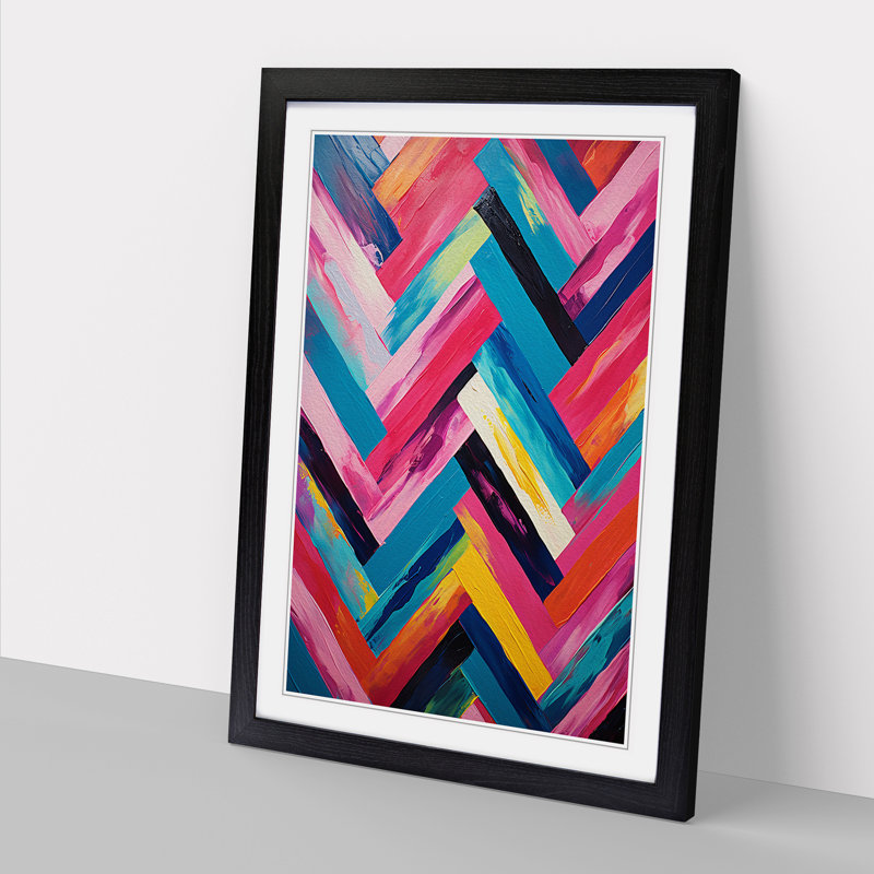 Chevrons Action 1 Piece Single Picture Frame Wall Art, 34cm H x 25cm W x 2cm D, Black Framed