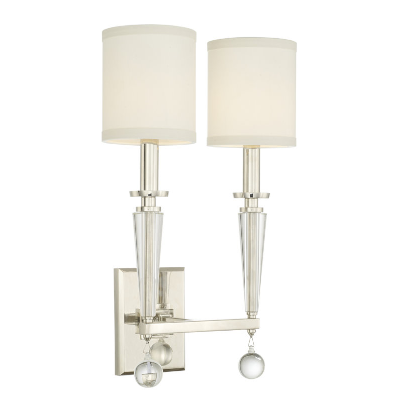2 - Light Dimmable Armed Sconce, Polished Nickel