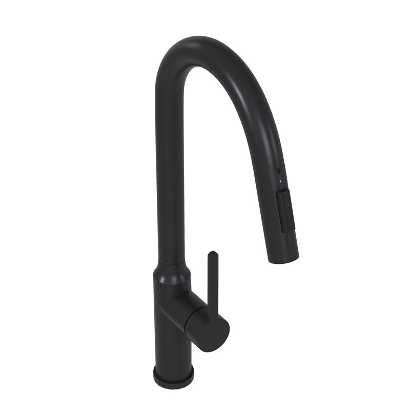 Robinet de cuisine 19,04 po noir mat avec fonction coulissante fluide, Noir