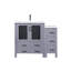 Meuble-lavabo simple gris foncé de 42 po Largeur, comptoir en céramique blanche, robinet inclus, conception à fermeture en douceur, une armoire intérieure et cinq tiroirs pour un rangement abondant, surface de travail, trou avec salle de bain
