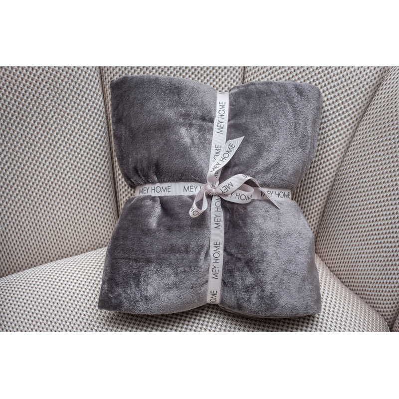 Anthracite Gray Knitted Fleece Throw Blanket, 60" x 80"