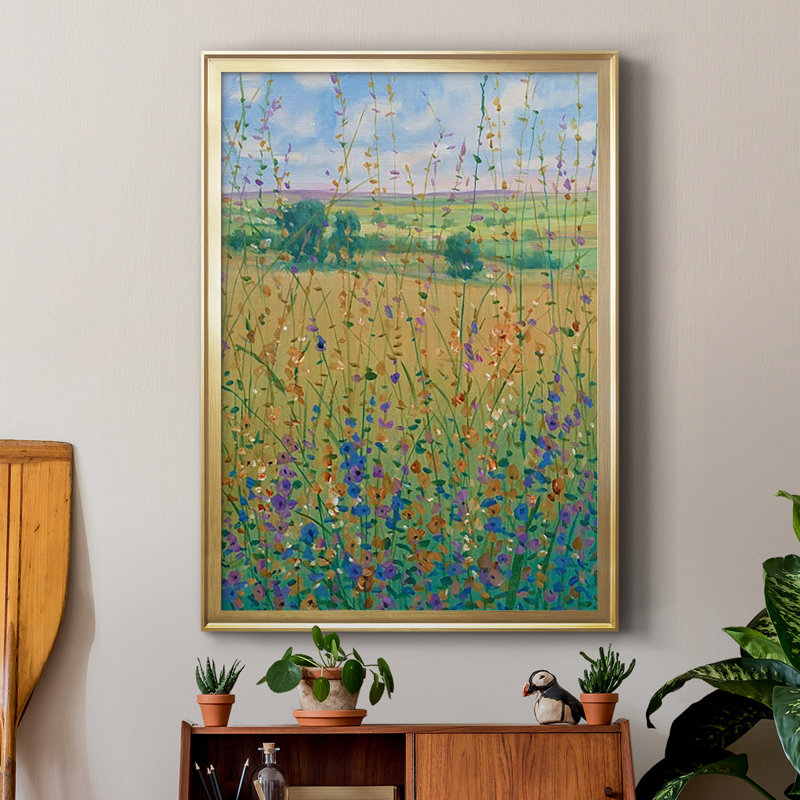 Wildflower Path I, reproduction encadrée de qualité supérieure - Prêt à être accroché-2848047, Or