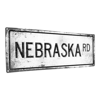 " Distressed, Nebraska Rd Metal Sign "