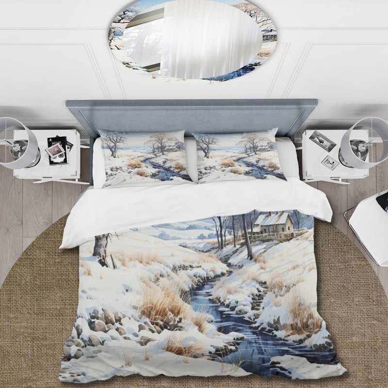 Ensemble de housse de couette en microfibre / polyester Snow River Winters Solitude Bedding