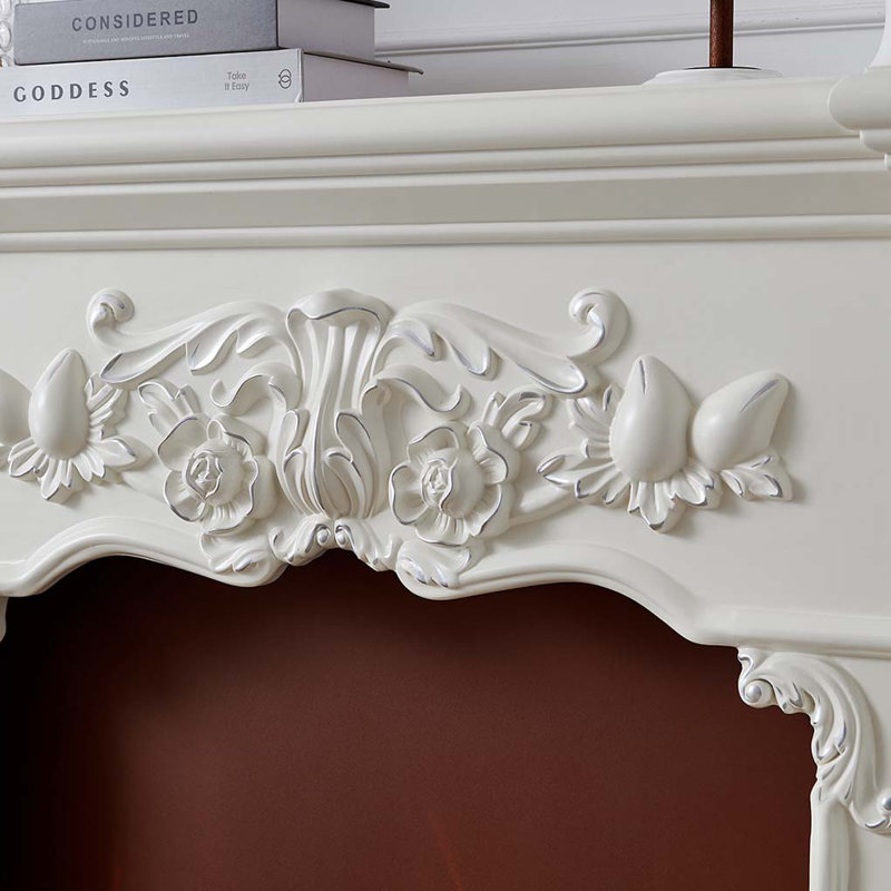 White carved decorative heating fireplace
