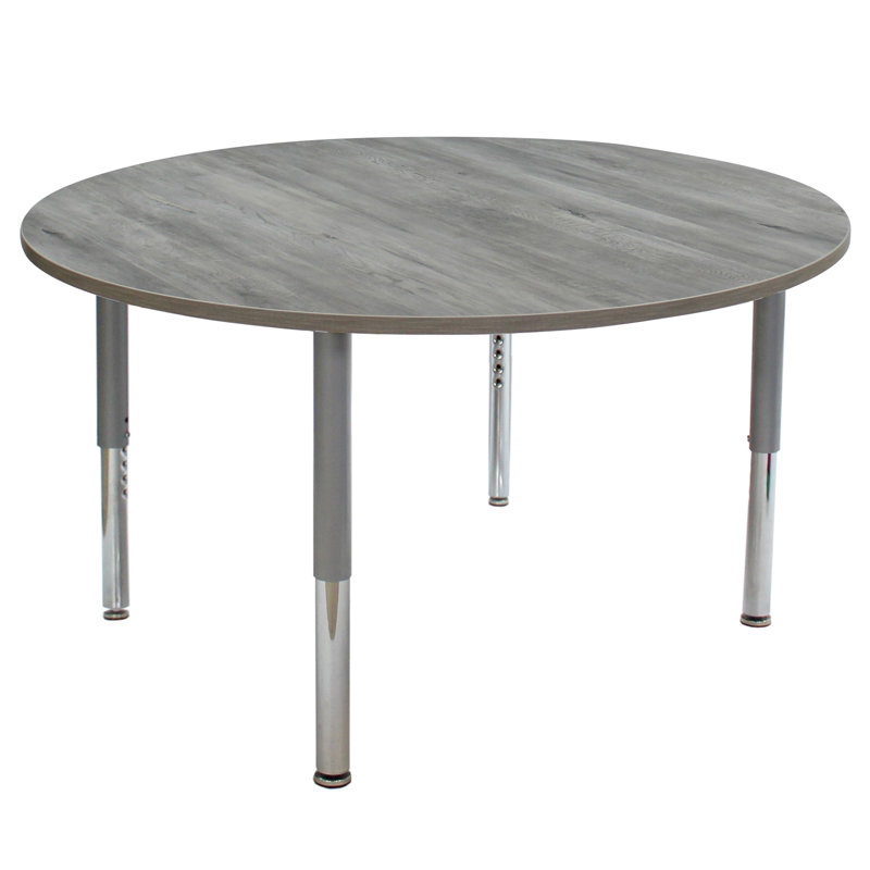 Table d'activité avec pieds réglables La Madera, Bois gris clair / argent, H 31,5 po x L 48 po x l 48 po, Super