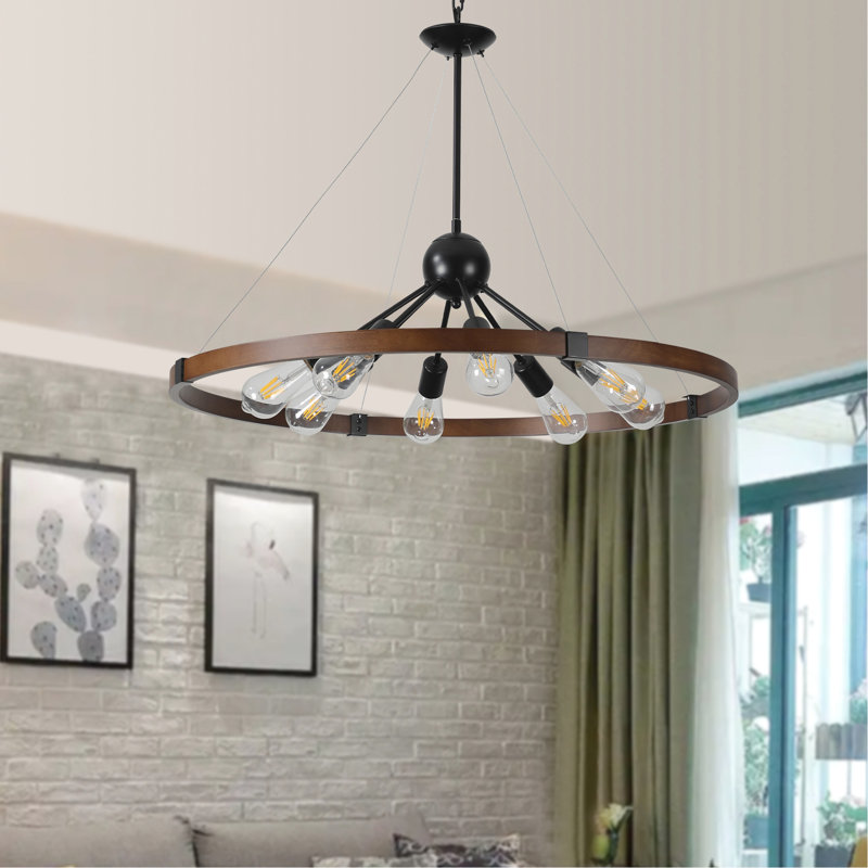 8 - Décoration suspendue rétro - cuisine, salon, salle à manger antirouille, réglable, noyer + finition noire pour la maison