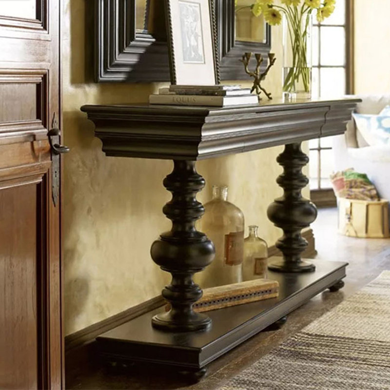Console en bois massif American Country, H 33,5 po x l 63 po x P 13,8 po, Noir noyer