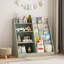Bibliothèque à 4 niveaux en bois vert sauge pour enfants avec bac de rangement pour jouets Présentoir à bibliothèque multifonctionnel pour chambre d'enfant