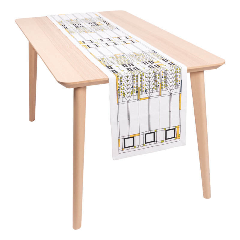 Frank Lloyd Wright Inspired Cotton Table Runner, 14 x 72-inch