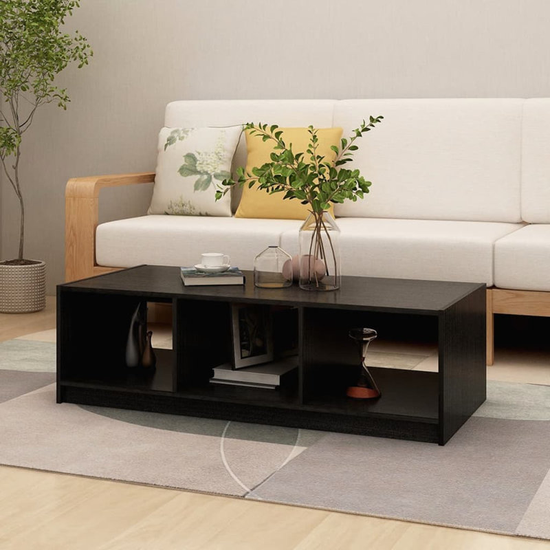 Gerno Solid Coffee Table with Storage, Black