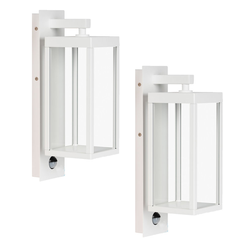 2-Pack PIR Sensor Outdoor Wall Sconce Exterior IP54 Waterproof Motion Sensor Modern Wall Light, White
