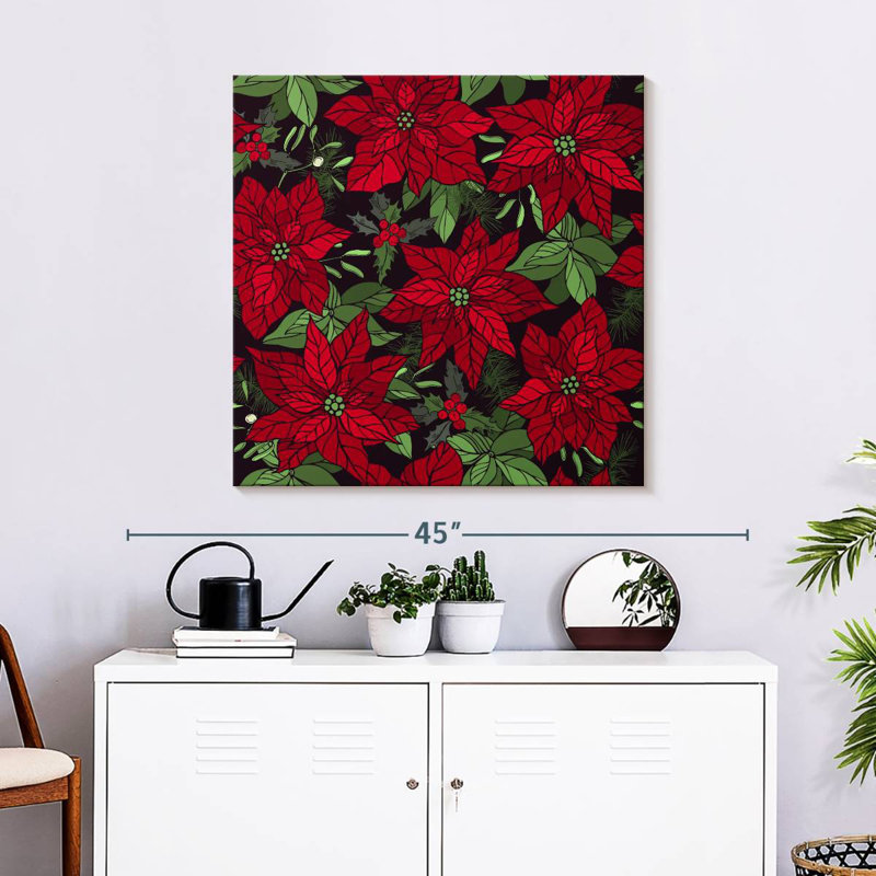 Harnek Ruby Poinsettias, 30" H x 30" W