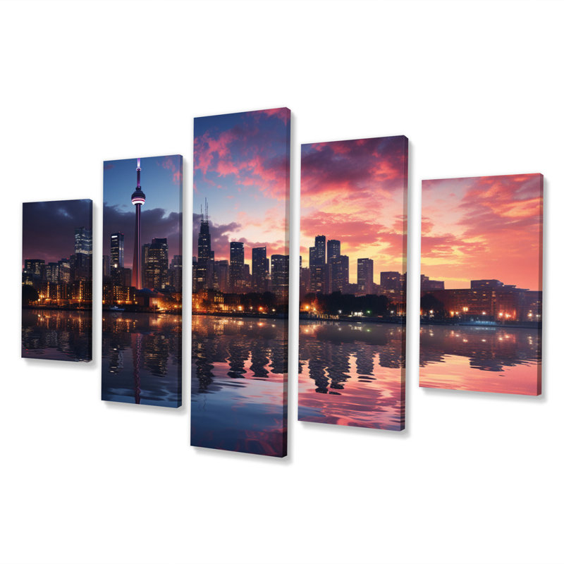 Toronto Canada Cityscape - Nautical & Beach Wall Art Living Room - 5 Panels