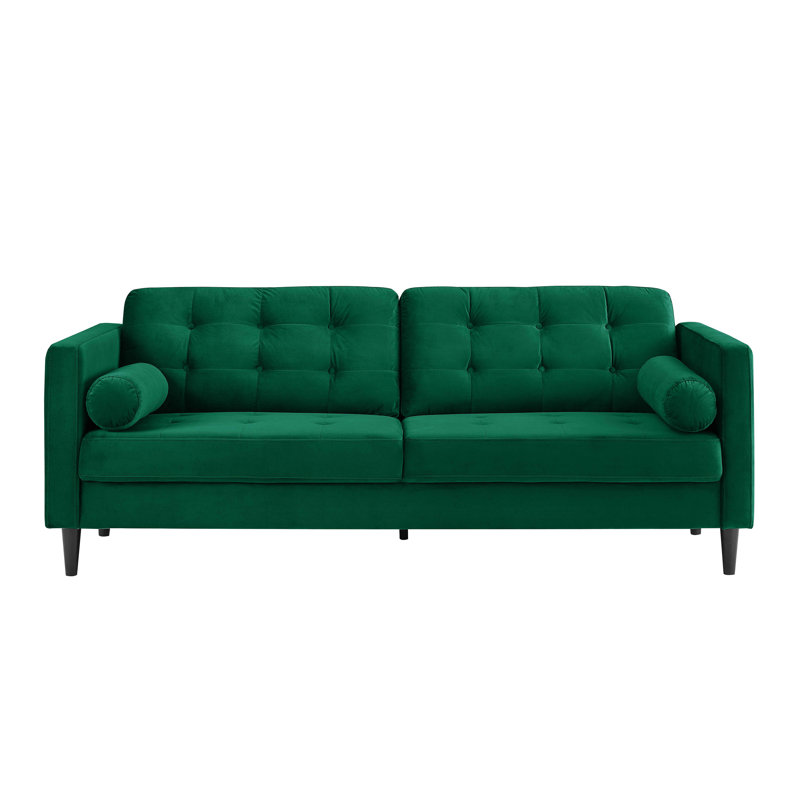 Jeses 204Cm Velvet Square Arms Sofa, Green