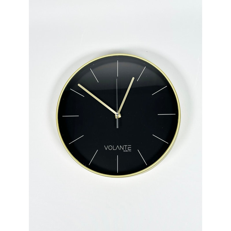 Elegant Gold Decorative Wall Clock, 11.8 x 11.8 inches | Real Glass Cover, 1.8 inches Thick | 100% Plastic Frame | Perfect for Living Room, Office, or Bedroom Decor, Stylish and Functional Design